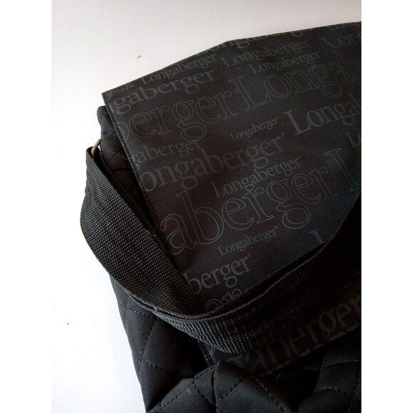 1990s-2000s Longaberger Black Logo Quilted Laptop Messenger Bag Adj Strap EUC - Picture 6 of 16